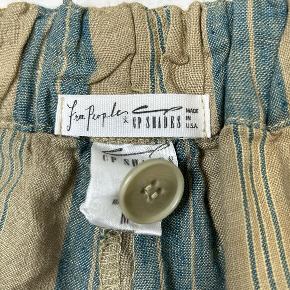 Free People CP Shades Bermuda Shorts Women’s Size Medium Olive Green Blue Stripe - Picture 7 of 9